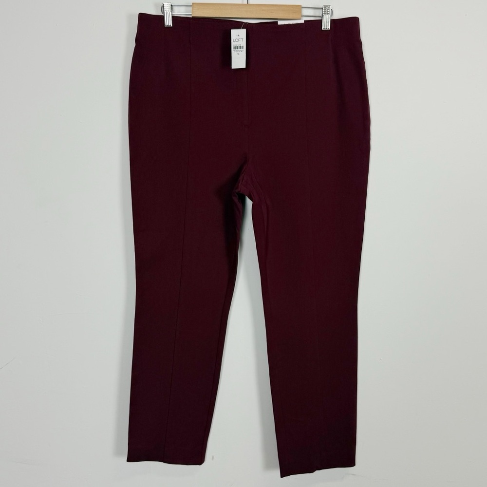 Loft The Kendall Skinny Pants Womens 16 Red High Rise Cotton Stretch Blend NWT